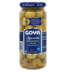 GOYA STUFF MANZANILLA OLIVES WITH MINCED PIMIENTO 1.3/4 OZ BOTTLE