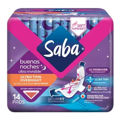 SABA GOOD NIGHT FEMININE PADS WITHOUT WINGS 10 PCS