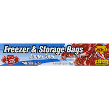 HOME SELECT FREEZER & STORAGE BAGS 1 GALLON 15 COUNT ZIPPER SEAL 